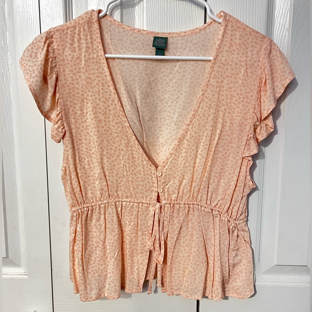 women’s coral orange cropped blouse wild fable